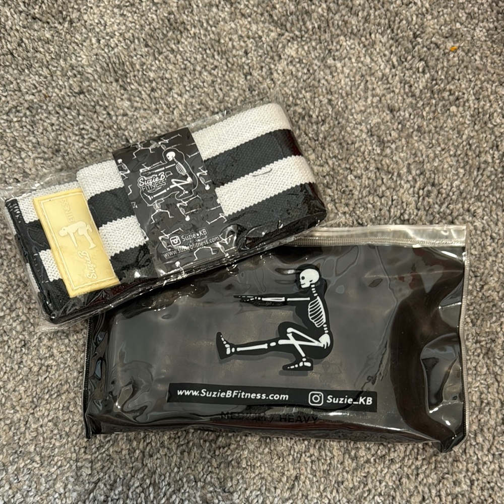 Suzie B Fitness Halloween Black and White Stripe Resistance Bands